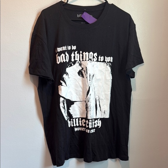 Billie Eilish XXL Happier Than Ever Black Graphic T-Shirt - Picture 1 of 5